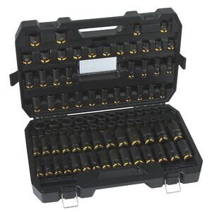 Klutch 3/8in.- and 1/2in.-Drive Impact Socket Set, Chrome Molybdenum, 94 Pieces